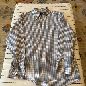 Antigua Men's Gray and White Checkered Shirt (Dallas Cowboys logo)